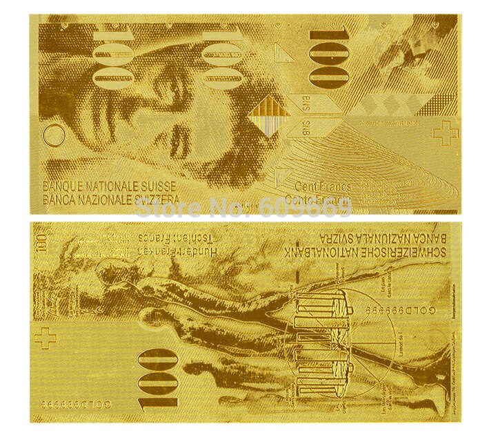 [HQ] Golden Replica Of 100 Swiss Franc Banknote